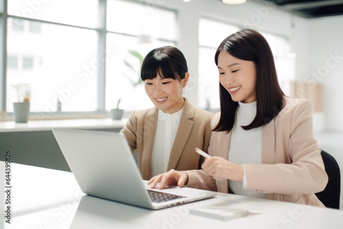 two asian businesspeople working at office
