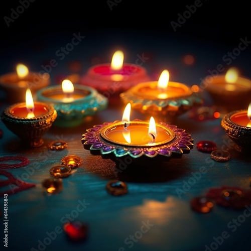 Happy Diwali Festival Multi color decorative Diya for Diwali celebration dipavali festival of lights 