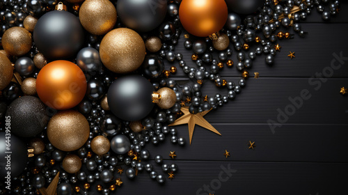 A christmas background made of black and gold with black as the primary color © Irina Beloglazova