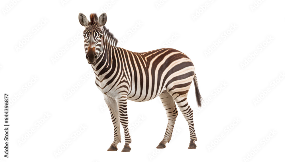 zebra isolated on transparent background cutout - obrazy, fototapety, plakaty 