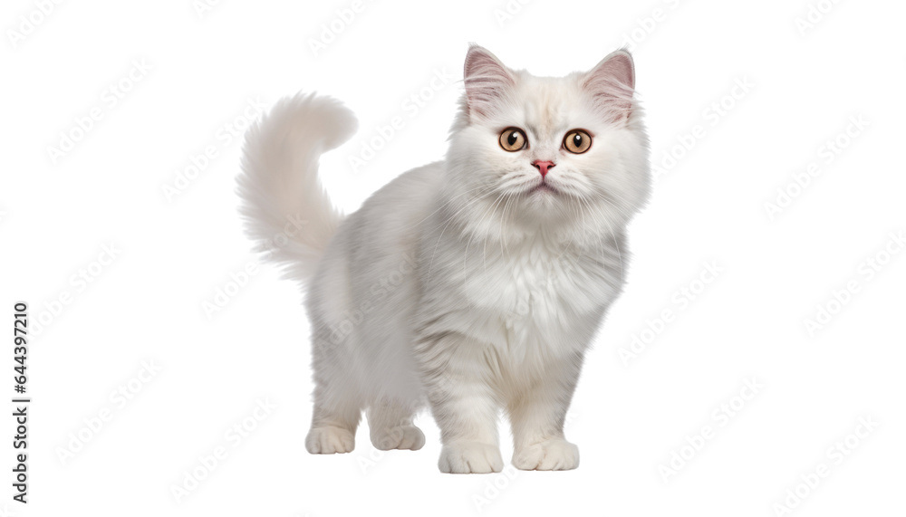 white persian cat isolated on transparent background cutout