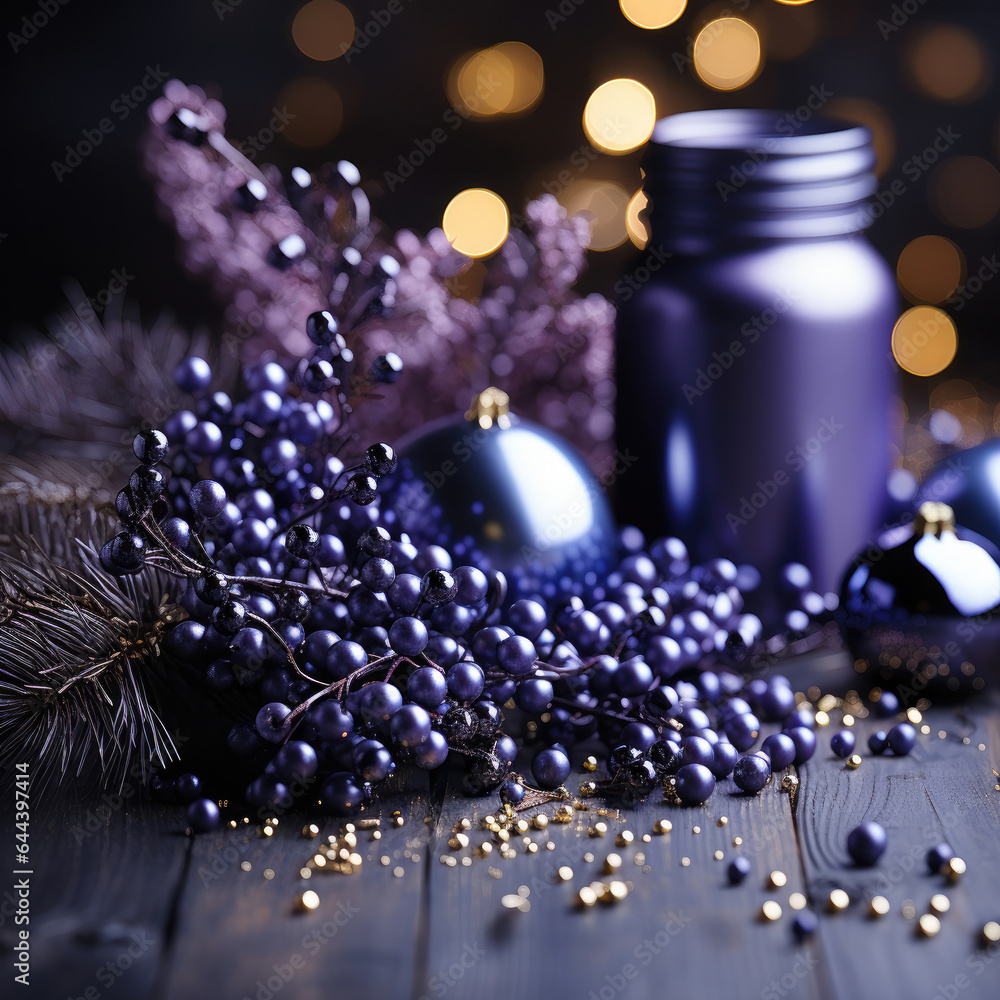 A christmas background made of violet with black as the primary color A christmas background made of violet with black as the primary color