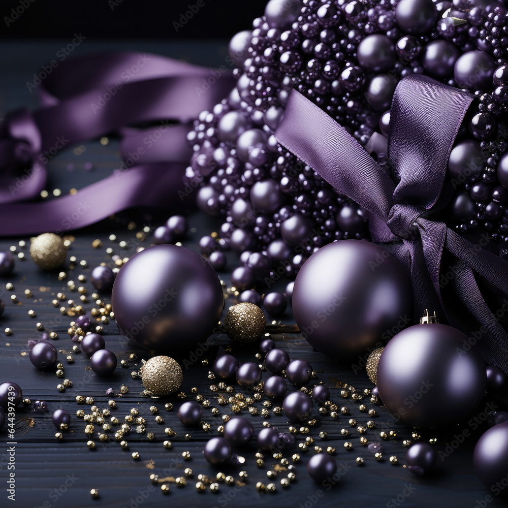 A christmas background made of violet with black as the primary color A christmas background made of violet with black as the primary color