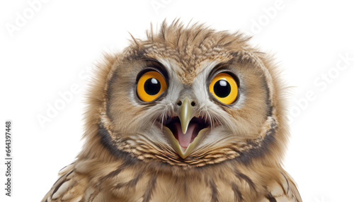 great owl isolated on transparent background cutout
