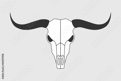 Buffalo skull graphic icon. Bull skull sign isolated on white background. Vector illustration