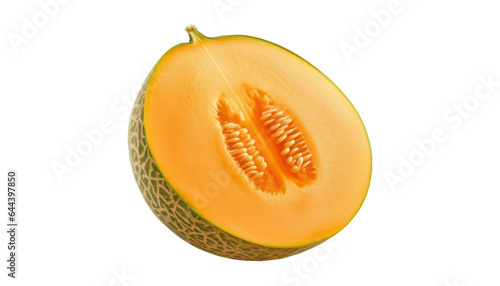 half of melon isolated on transparent background cutout