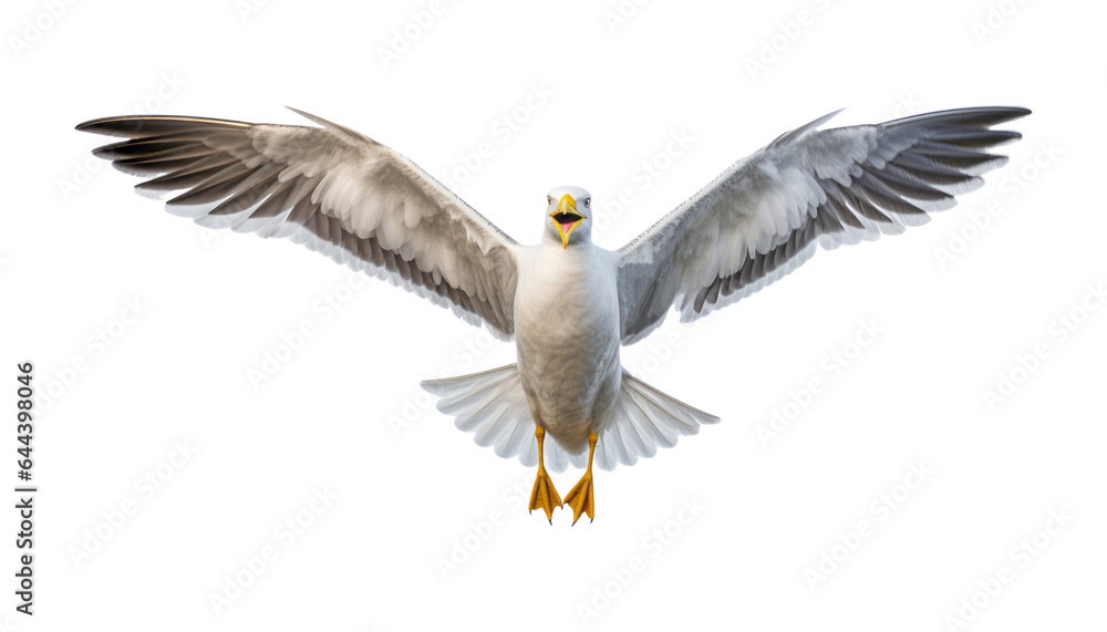 Obraz premium seagull flying isolated on transparent background cutout