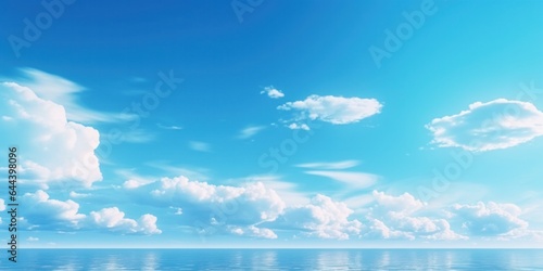 Blue sky with clouds. Beauty clear cloudy in sunshine calm bright winter air background.