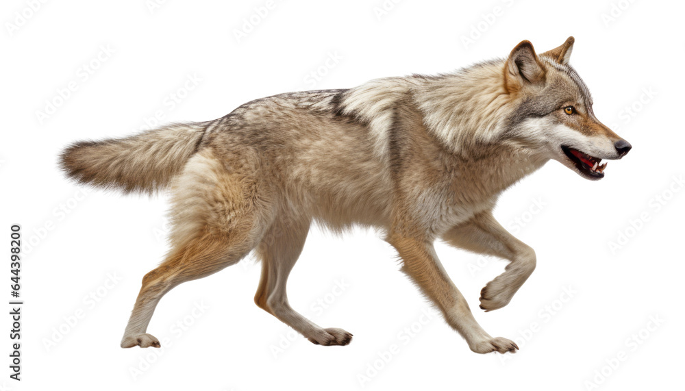 Obraz premium wolf walk isolated on transparent background cutout