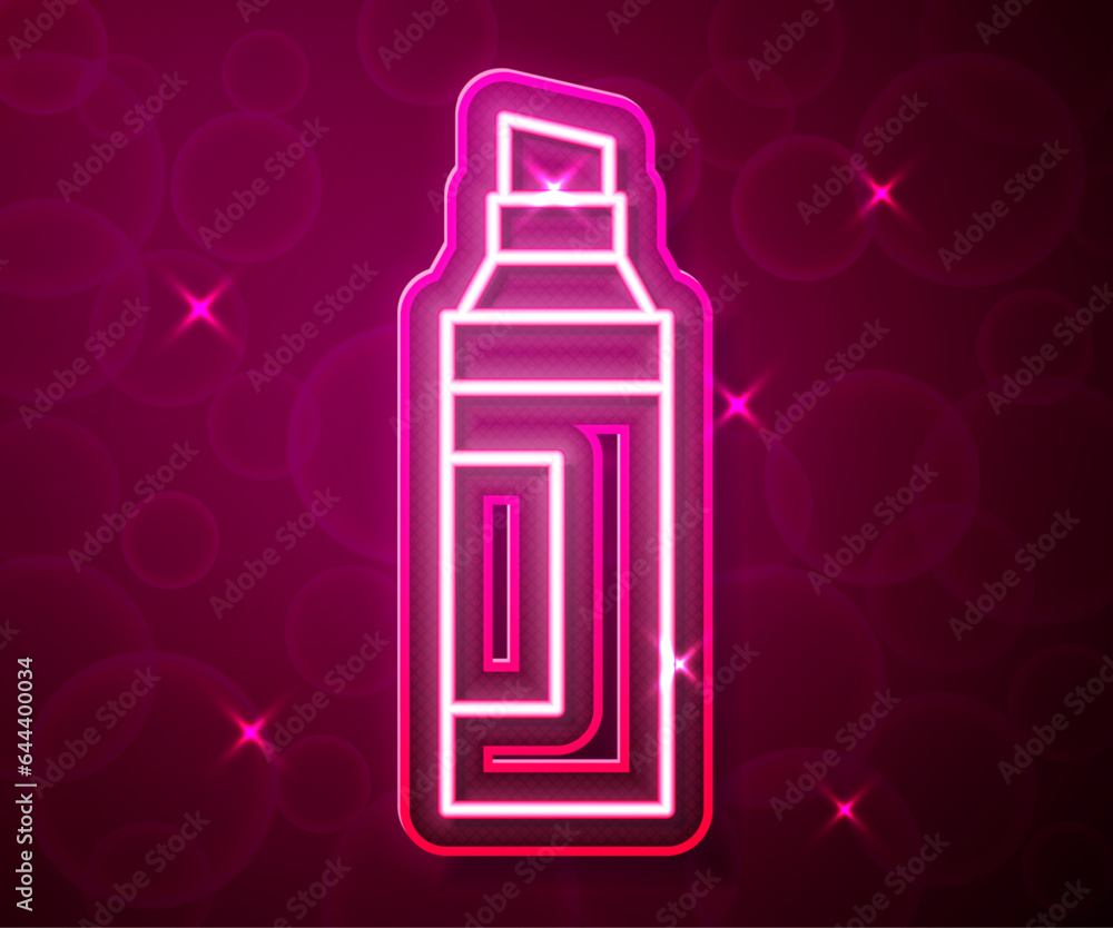 Glowing neon line Marker pen icon isolated on red background. Vector Glowing neon line Marker pen icon isolated on red background. Vector