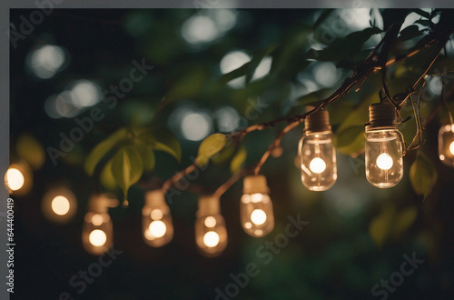Wedding decoration in the garden light in the evening garden, electric lanterns with round diffuser