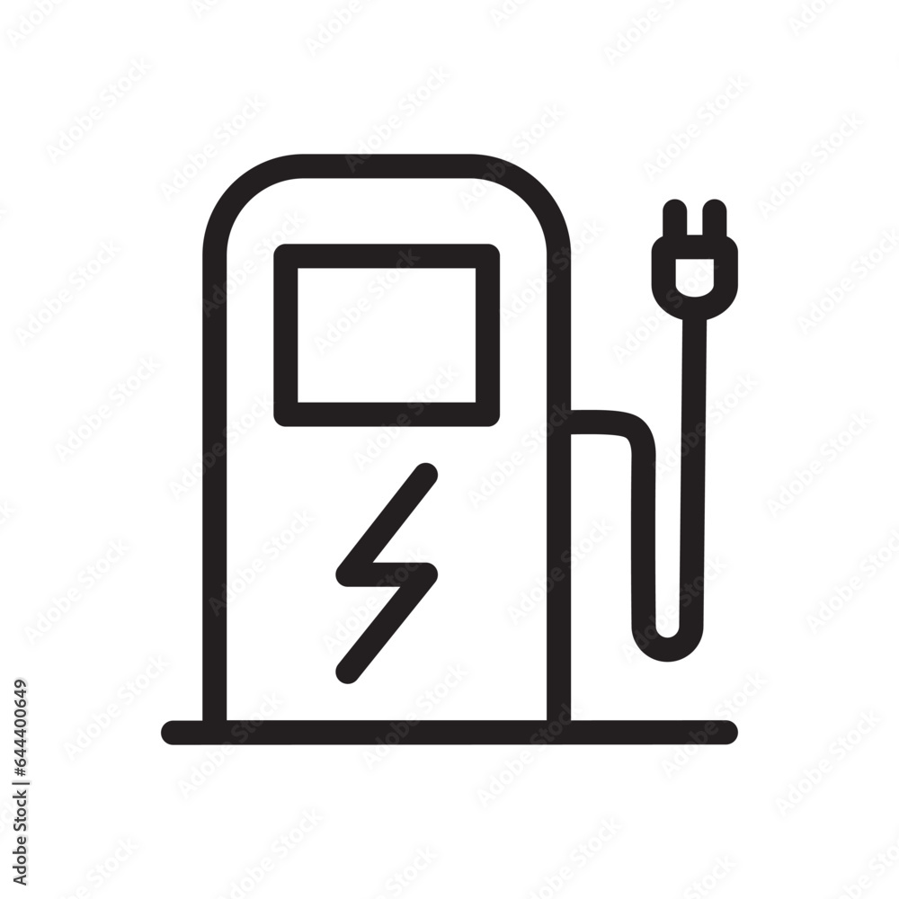 Electric station charger Flat style icon design Electric station charger Flat style icon design