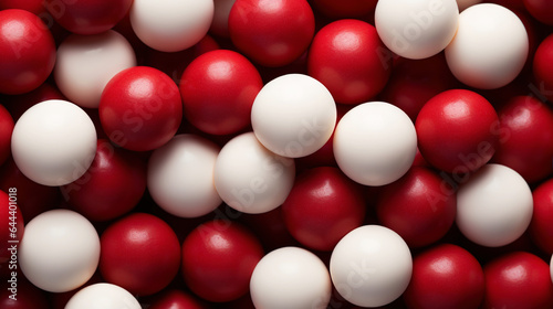 Red and white bonbons candies background. Generative AI