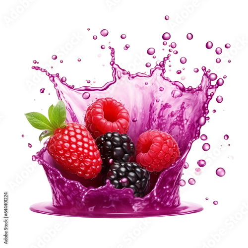 Splash of berry juice  isolated transparent  Generative AI