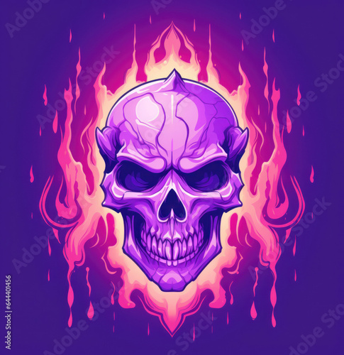 Vibrant flaming skull
