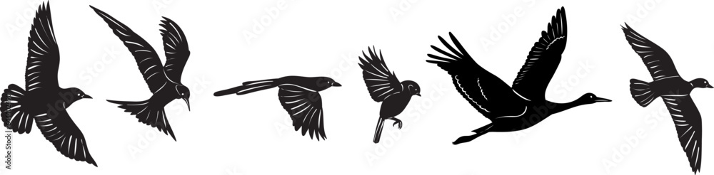 flying birds silhouette on white background vector flying birds silhouette on white background vector