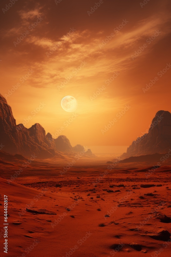martian landscape with red rocks