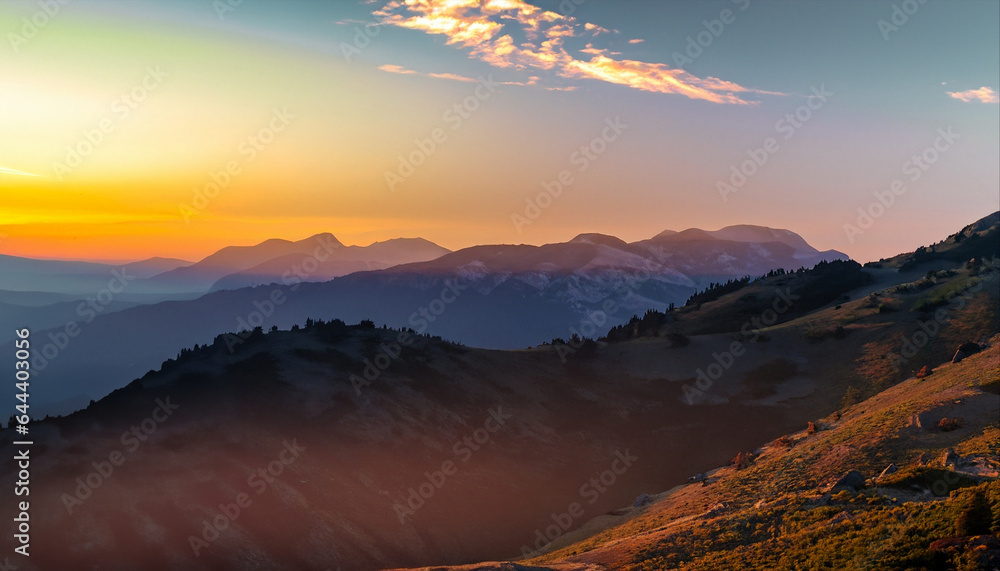 Mountain landscape at sunset autumn