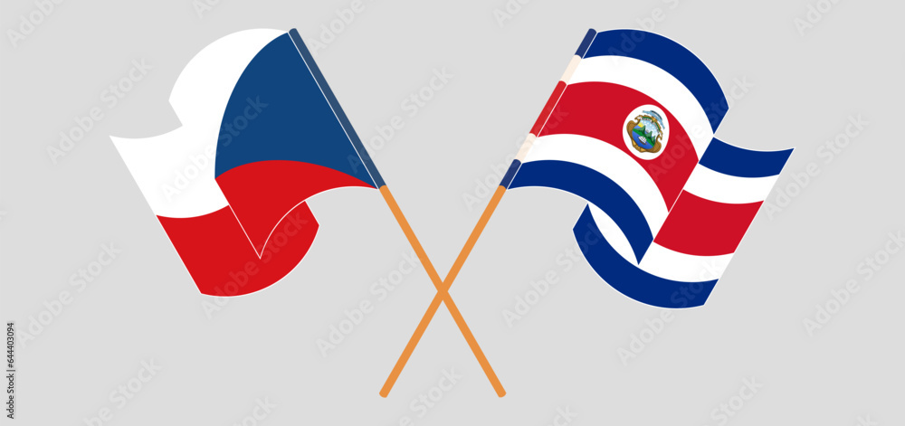 Crossed and waving flags of Czech Republic and Costa Rica Crossed and waving flags of Czech Republic and Costa Rica