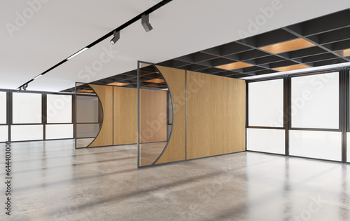 modern empty office interior with window on transparent background