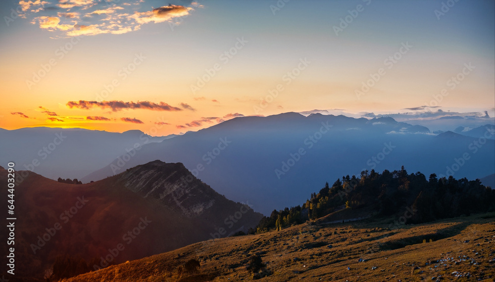 Mountain landscape at sunset autumn