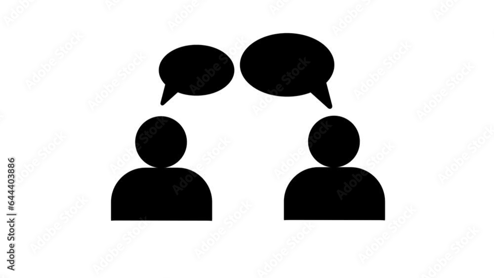 Discussion symbol. People speaking icon. Two people talking animation background. k1_1004 Discussion symbol. People speaking icon. Two people talking animation background. k1_1004