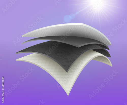 High quality UV protection polyester fabric. It reflects and absorbs UV light with multiple layers of material. Used to advertise sun shirts, car covers, sports shirts, backpacks, snow suits.