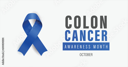 Colon cancer awareness month ribbon banner. Observed in October. photo