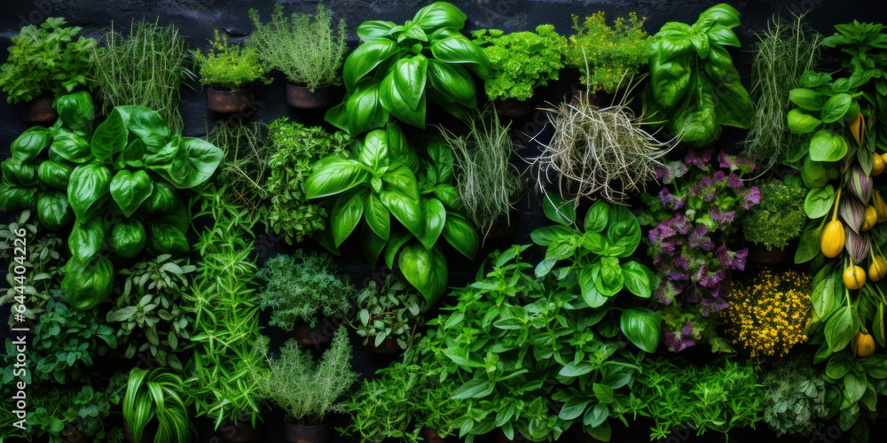 Green herbs wall 