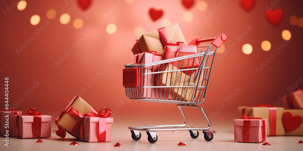 Shopping toy trolley with gift boxes 
