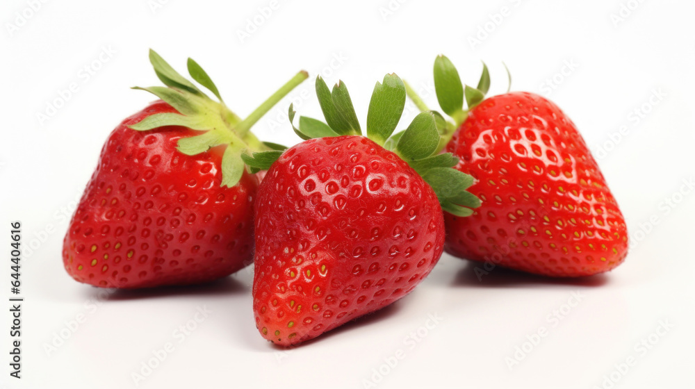 Three fresh strawberries on white background Three fresh strawberries on white background
