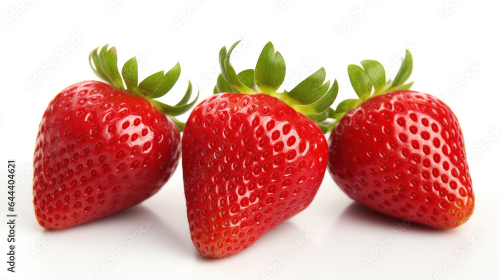 Three fresh strawberries on white background Three fresh strawberries on white background