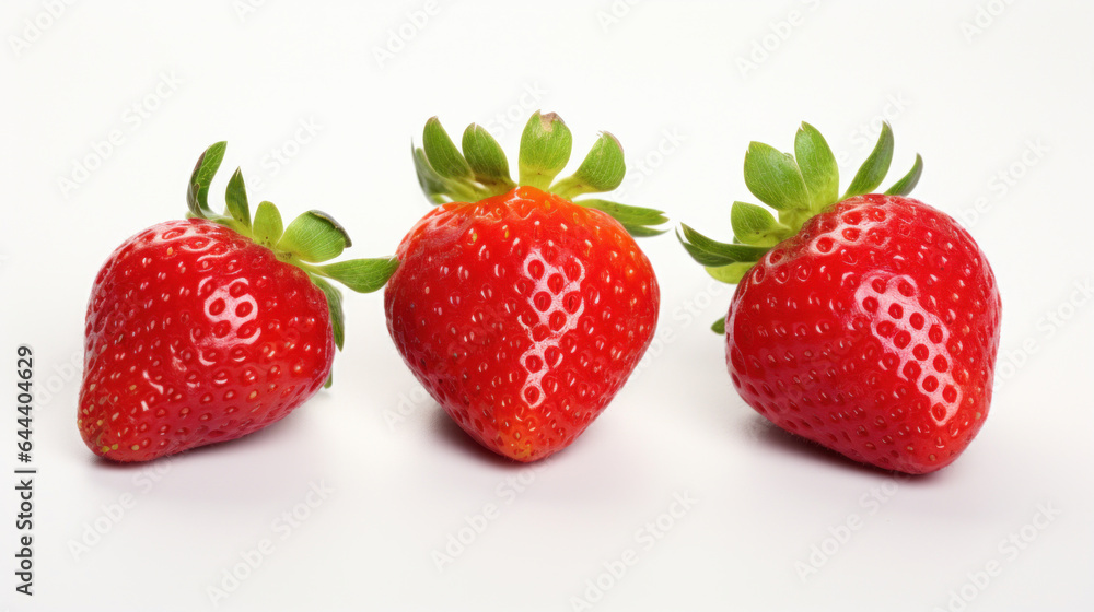 Three fresh strawberries on white background Three fresh strawberries on white background