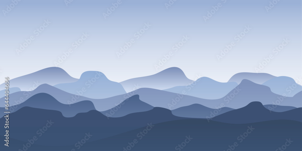 Fototapeta premium Dark Blue Mountain Landscape Background Vector Illustration