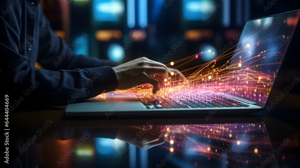 Data science and big data technology. Scientist computing, analysing