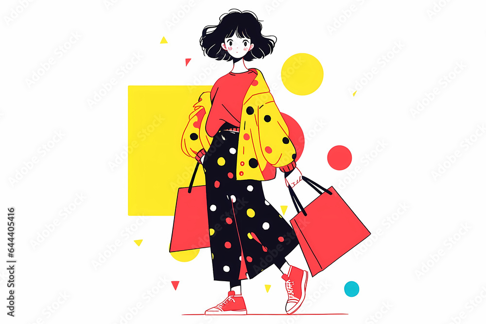 Double 11 Double 12 Shopping Festival shopping girl flat illustration Double 11 Double 12 Shopping Festival shopping girl flat illustration