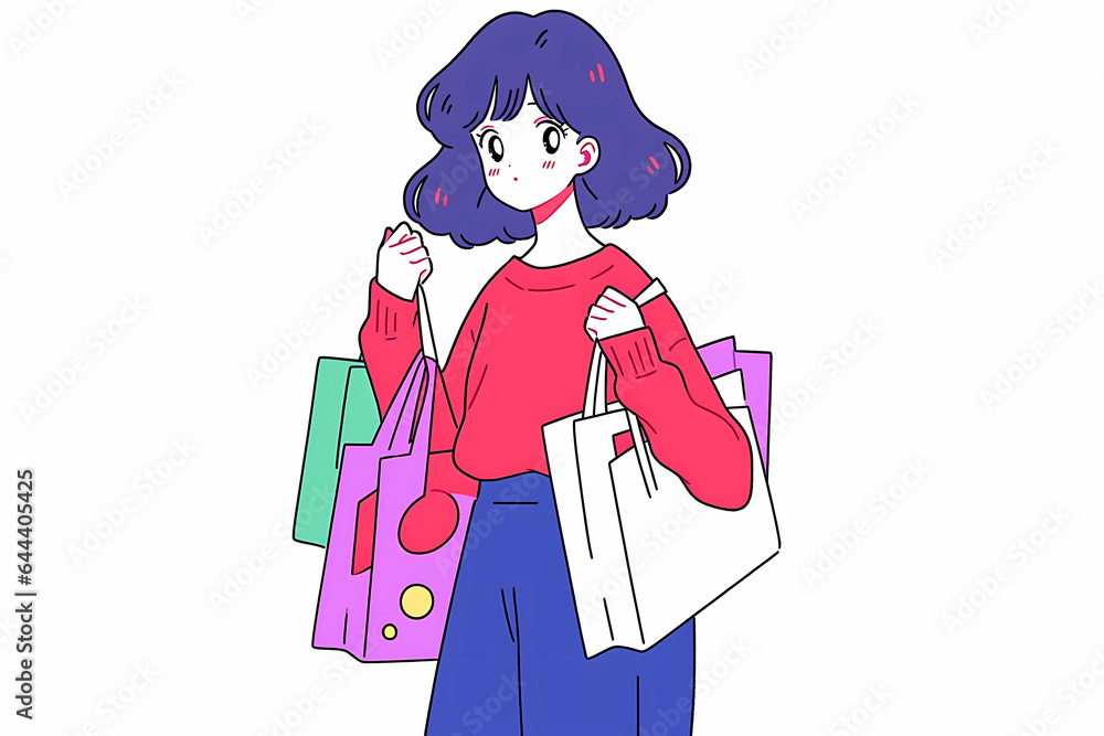 Double 11 Double 12 Shopping Festival shopping girl flat illustration Double 11 Double 12 Shopping Festival shopping girl flat illustration