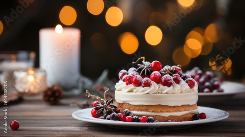 New Year's cake and Christmas cake on a New Year's background © Irina B