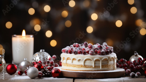 New Year s cake and Christmas cake on a New Year s background