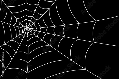 Halloween background - spider web on black surface.