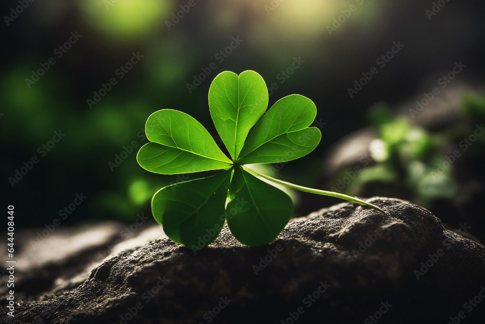 Naklejka premium beautiful clover leaves on the rock