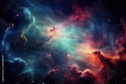 Landscape, colorful and chaotic nebulae.