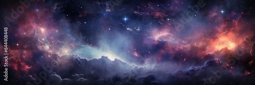 Landscape, colorful and chaotic nebulae.