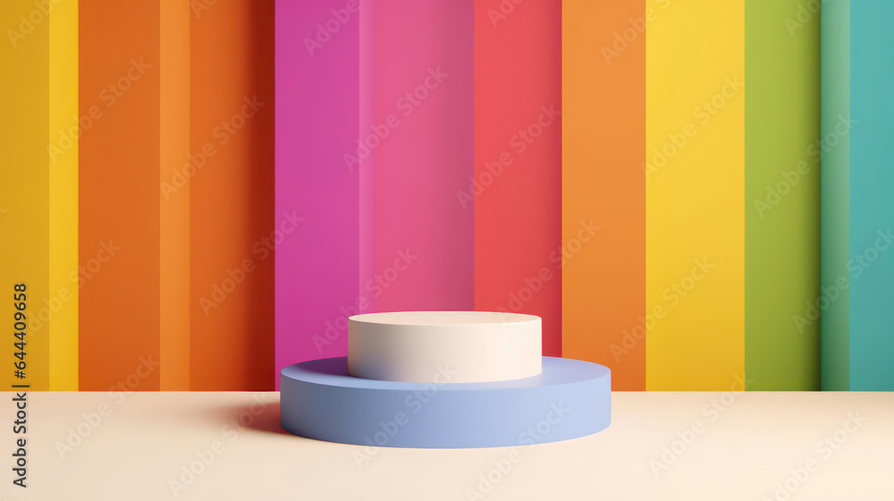Podium for Product Presentation. Rainbow theme Sage with decoration. Product overlay. Podium for Product Presentation. Rainbow theme Sage with decoration. Product overlay.