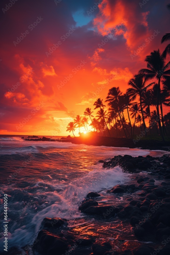 landscape striking contrast of a fiery sunset over the sea beach landscape striking contrast of a fiery sunset over the sea beach
