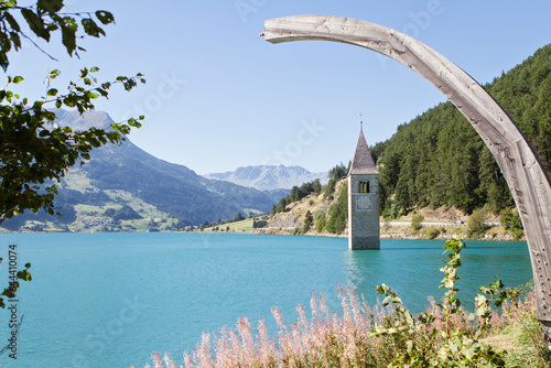Church under water. Drowned village