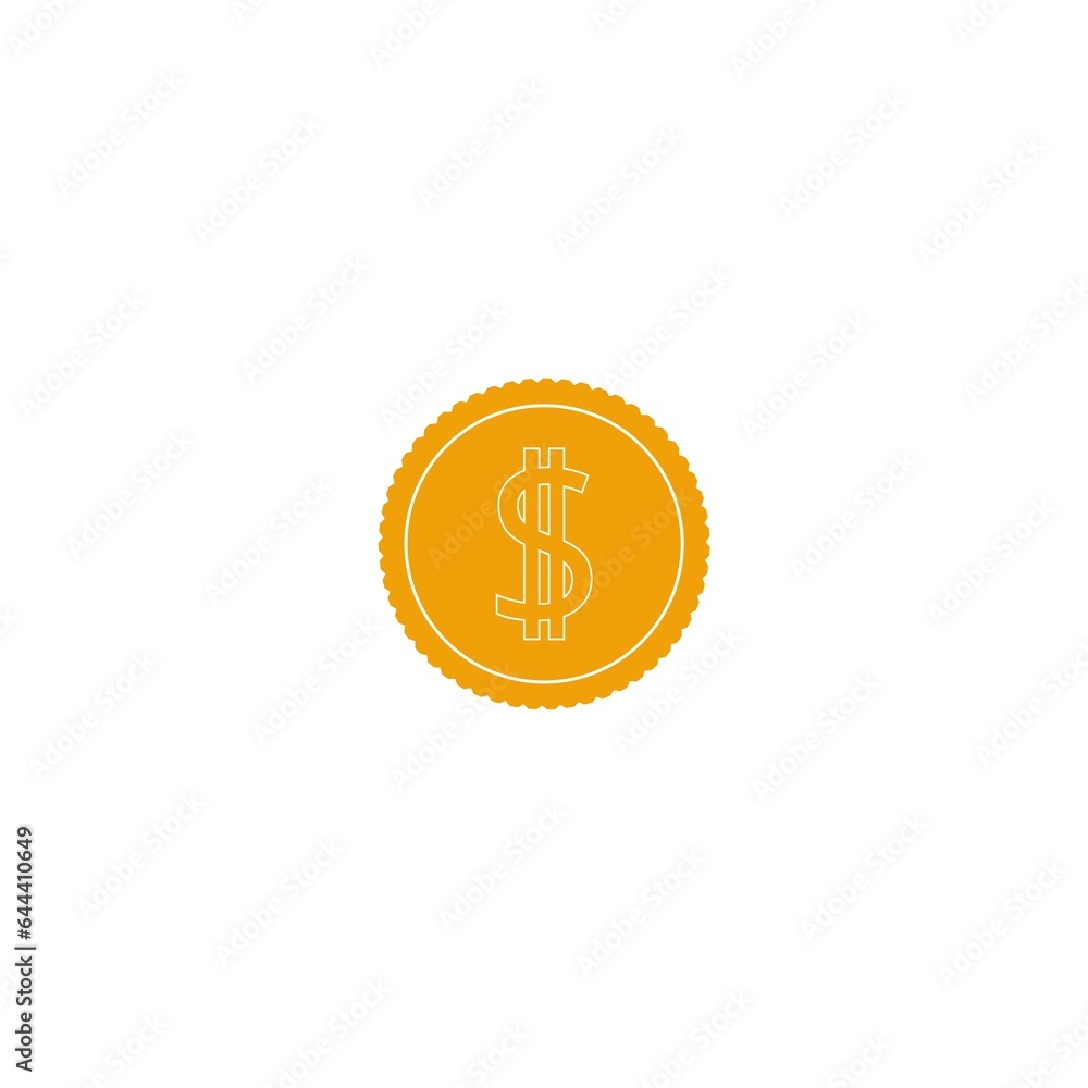 Naklejka premium Dollar coin icon isolated on white 