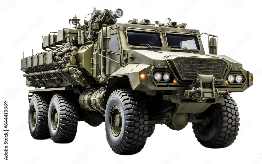 Army Anti-Aircraft Vehicle Isolated on Transparent PNG Background, rendering. Generative AI