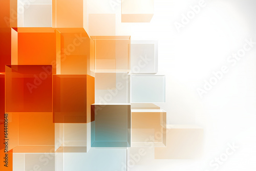 Colorful geometric background with squares and soft gradients, light blue, orange, teal.