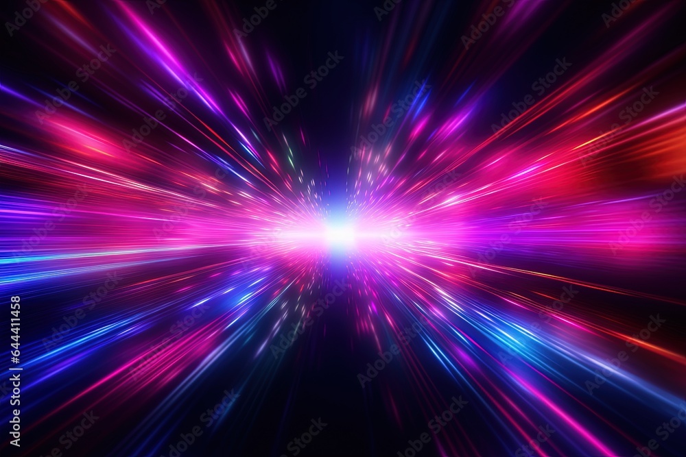 Fototapeta premium abstract futuristic background with pink blue glowing neon moving high speed wave lines and bokeh lights. Data transfer concept Fantastic wallpaper,